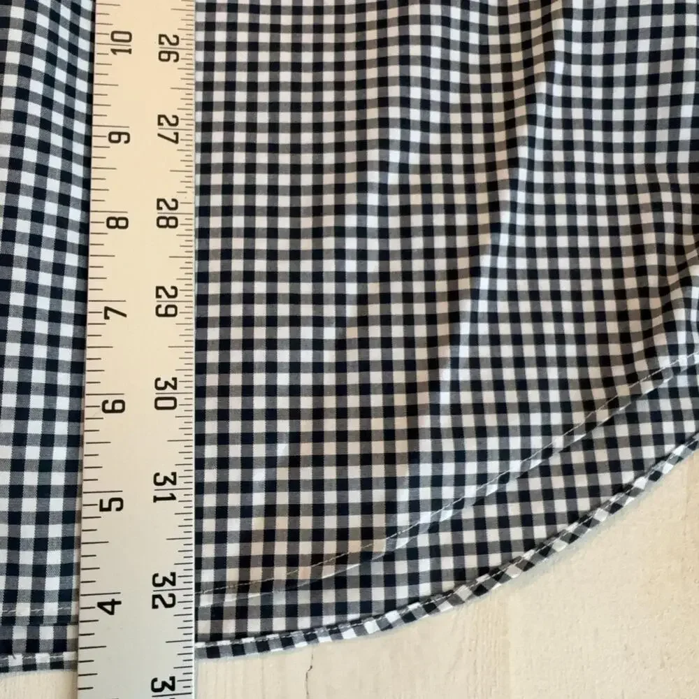 Banana Republic Grant Fit Shirt Mens Slim XL Blue Micro Gingham Non Iron Cotton